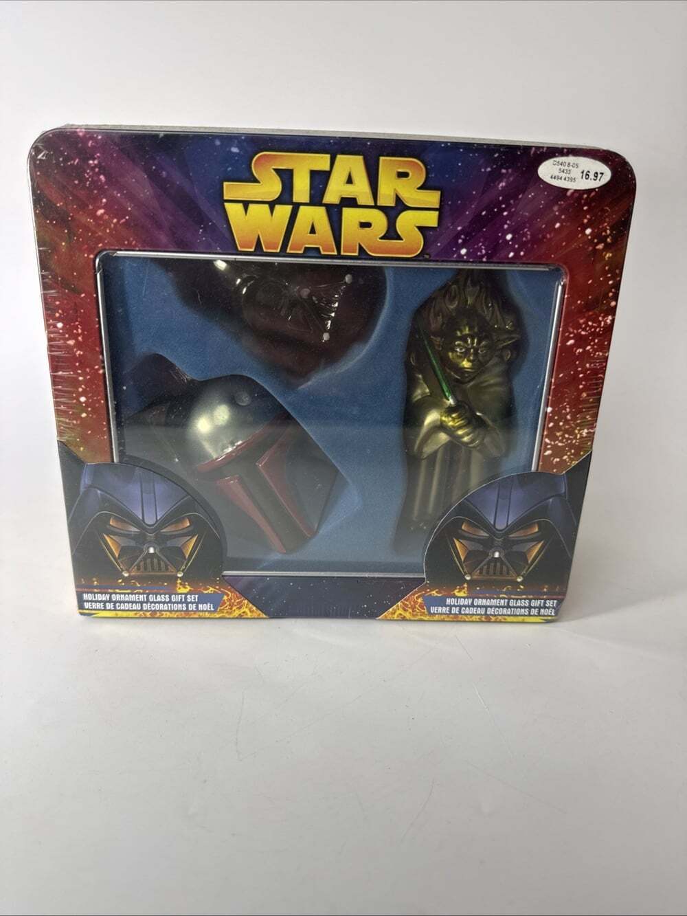 Vtg NOS Star Wars Glass Christmas Ornament Set Kurt Adler Yoda Darth Vader